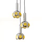 Vintage chrome cascade hanging lamp with yellow inserts