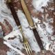 Antique dessert service 12 knives & 12 forks in brass and wood