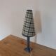 Vintage table lamp in bluish grey ceramic – Conical lampshade in Scottish tartan – 1970s/80s