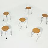 6 x Tabouret industriel design hollandais années 1960