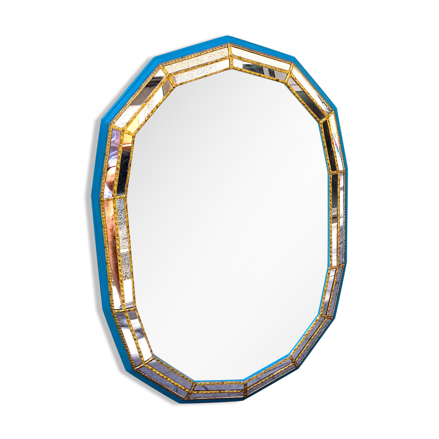 Mirror blue and gold 65x90cm