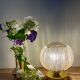 Vintage globe table lamp in half amber, half transparent molded glass