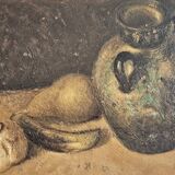 Ancient painting oil on wood "The table"