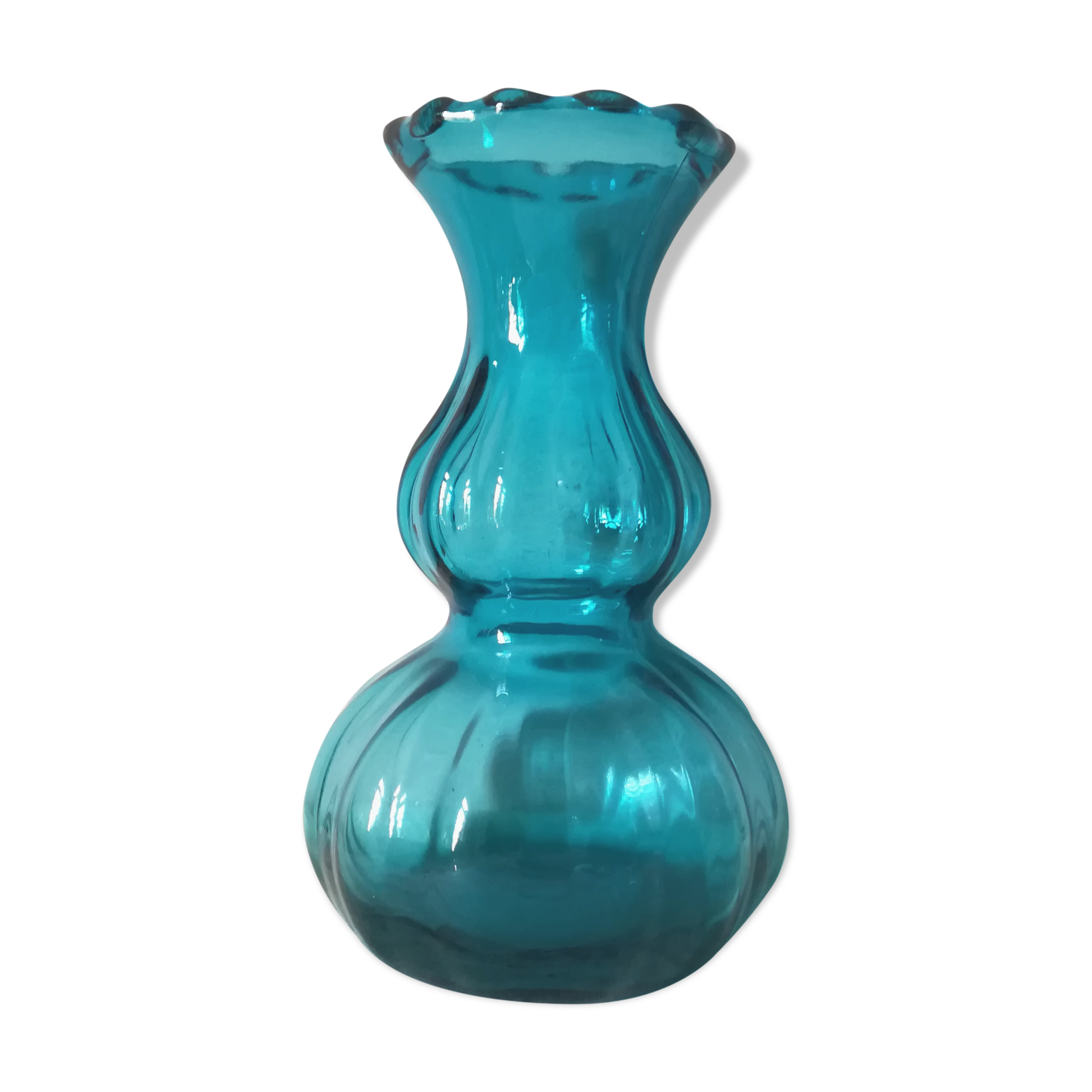 Turquoise blue coloquinte vase