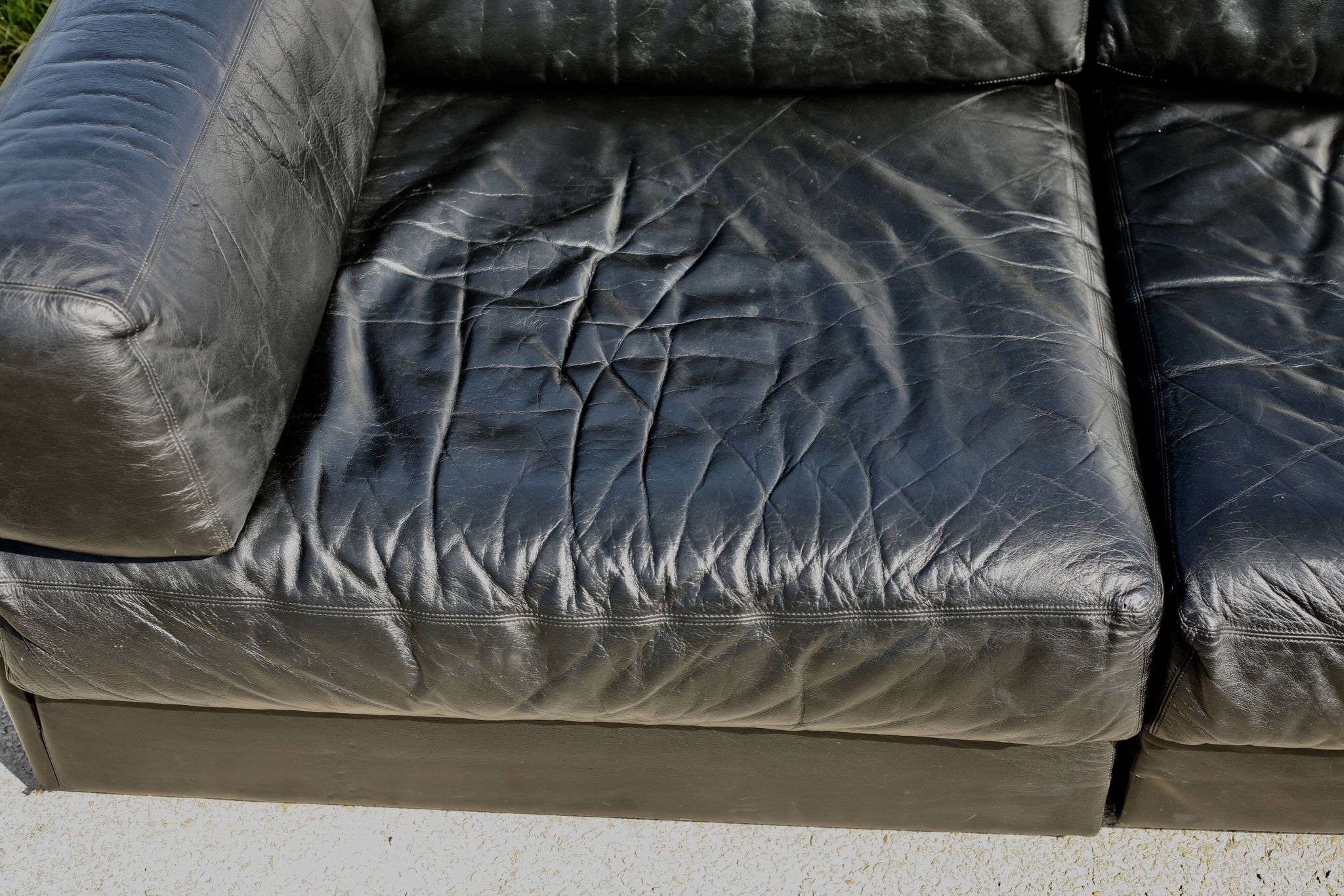 Canapé De Sede DS-76, cuir noir, modulable, Suisse, années 70