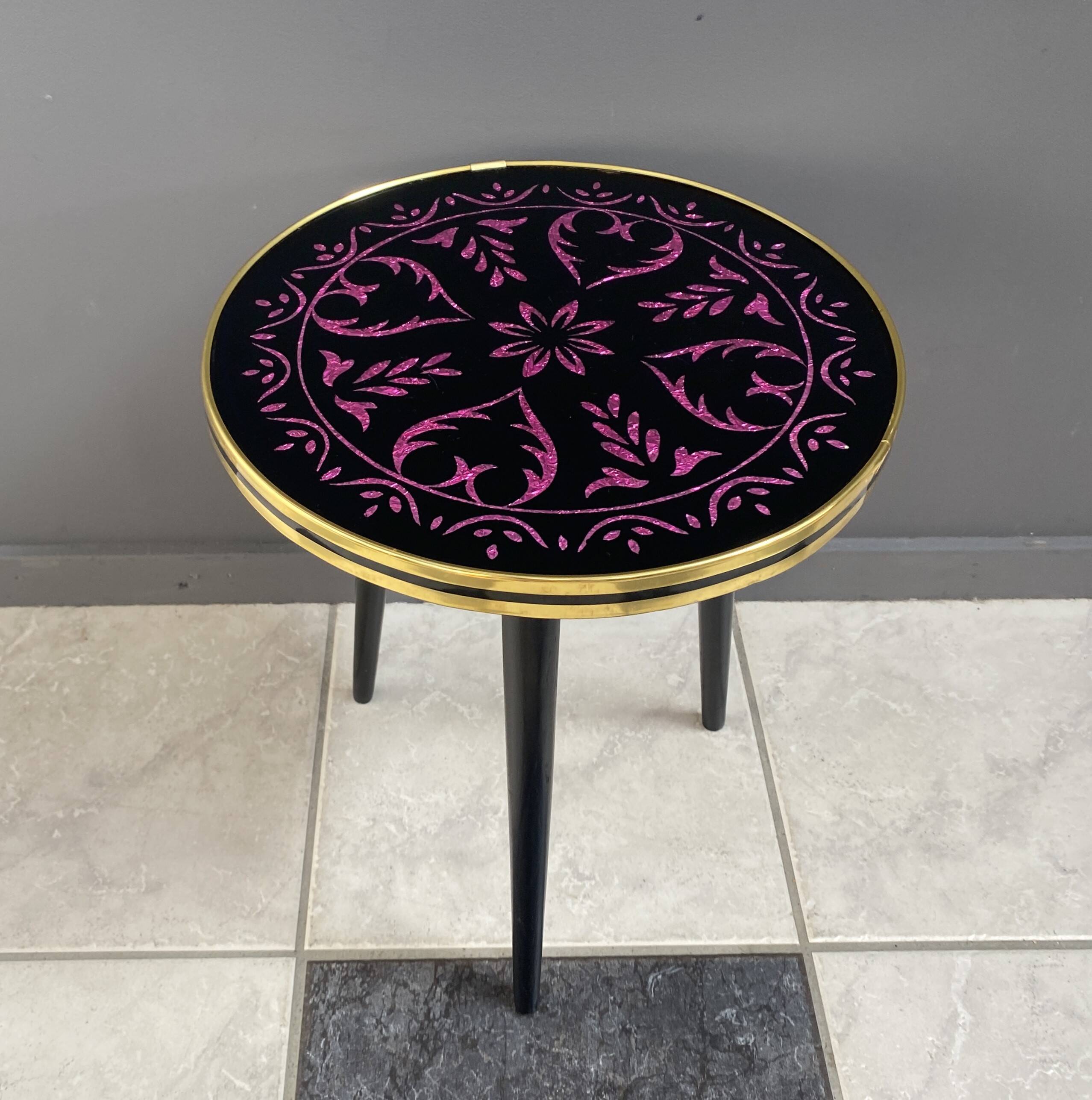 Petite table de plante en verre rond des années 1960