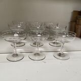 Set of 9 engraved champagne glasses