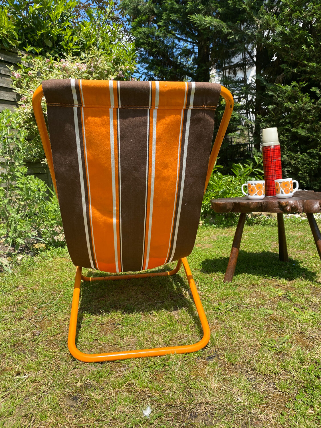 Old orange vintage deckchair