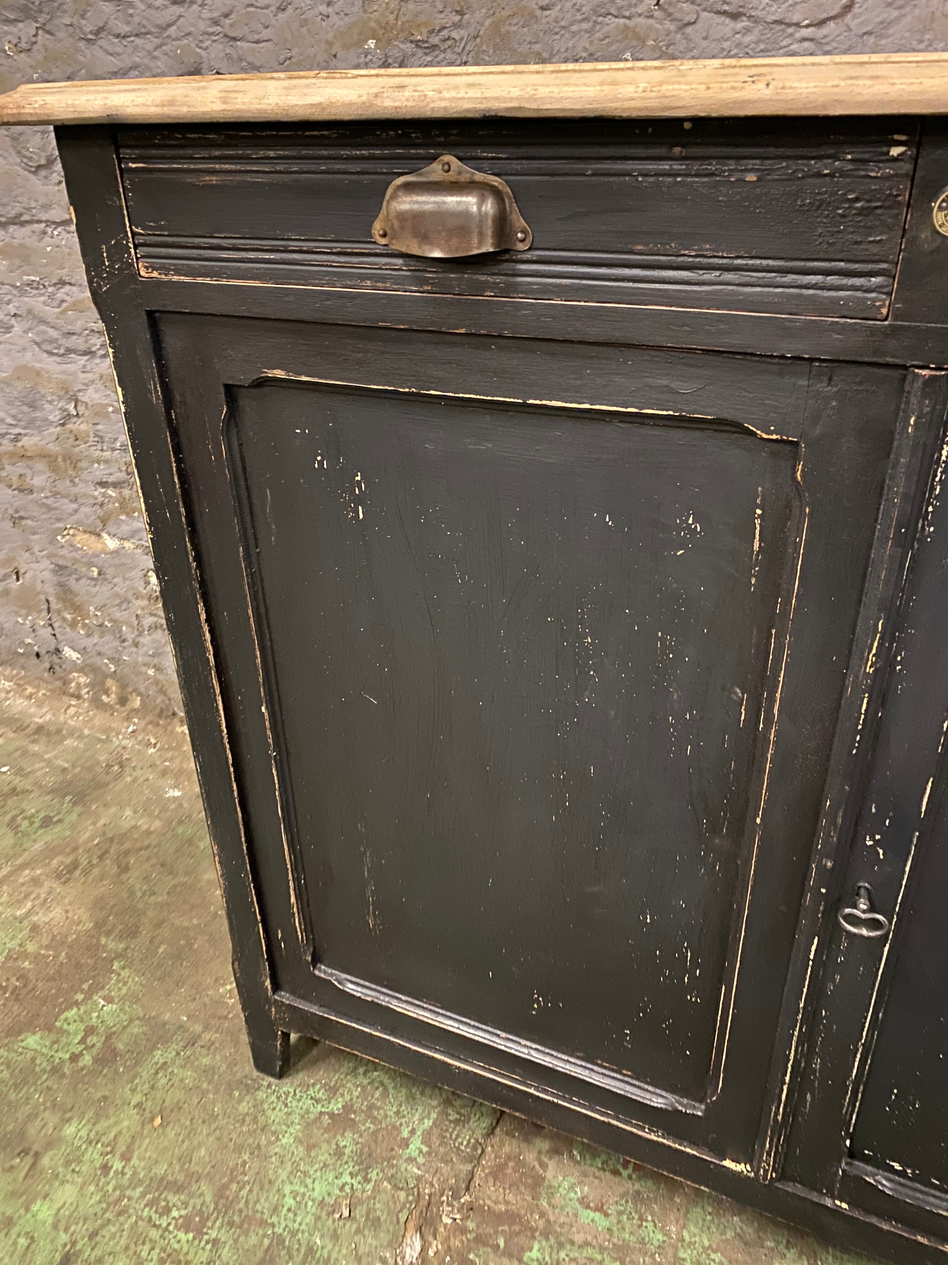 Vintage Parisian black patinated buffet