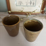 Set of 4 cup glasses in Digoin stoneware and others.
