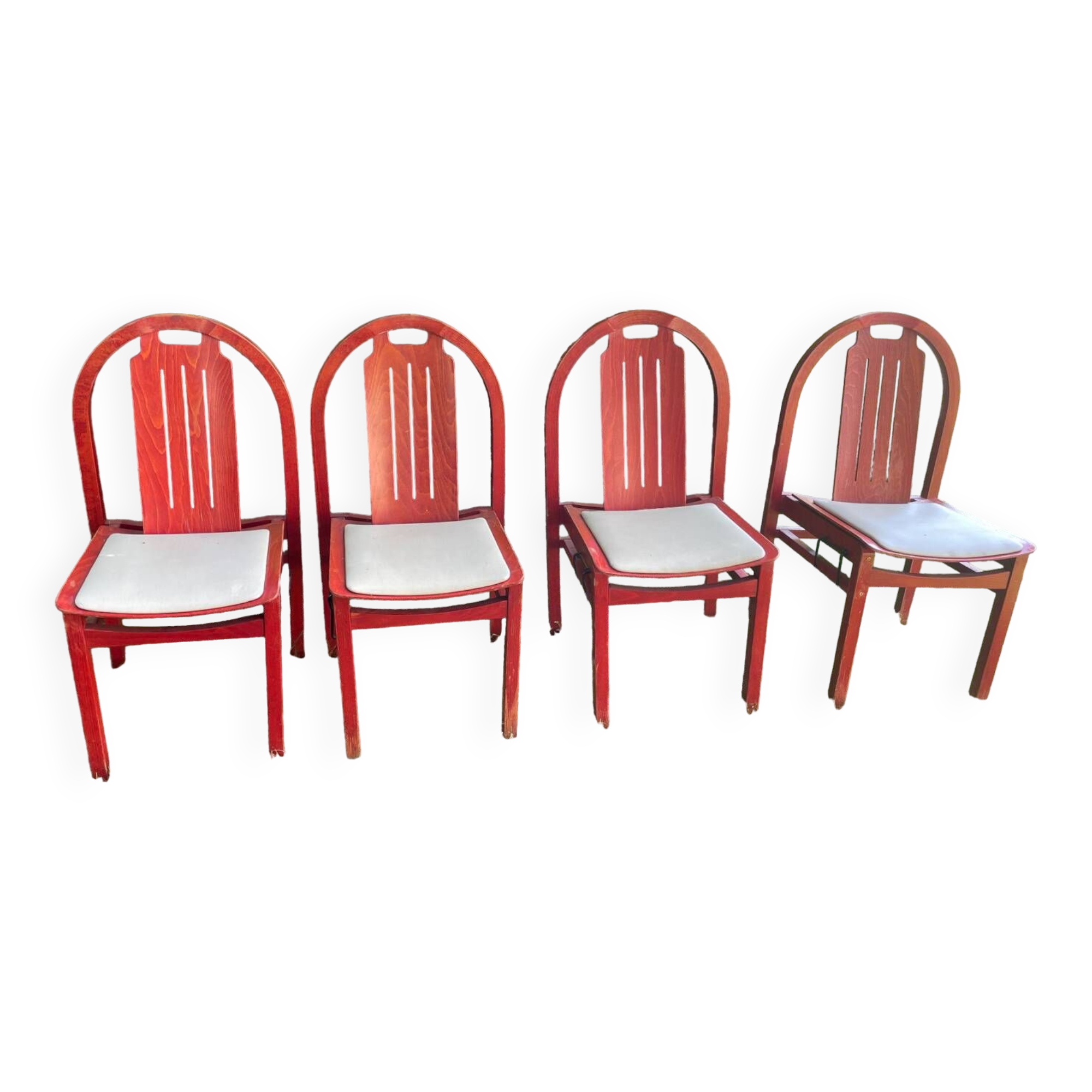 4 chaises bois rouge Baumann Argos