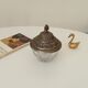 Vintage chiseled glass and tin candy box