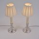 Mappin & Webb vintage pair candlestick table lamps, silver plate, signed, 1980`s ca, English