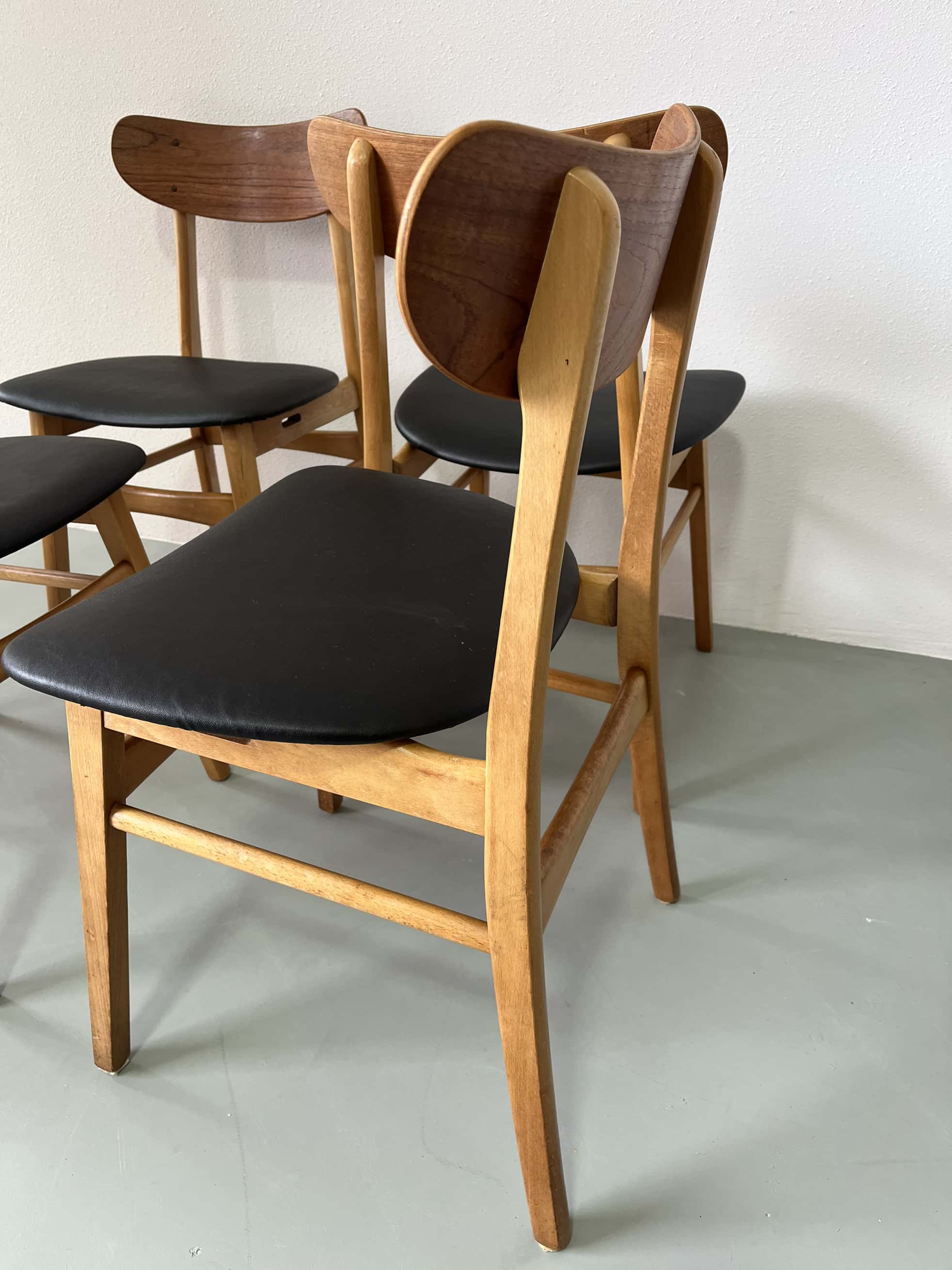 Danish design chairs in teak & skai 1960