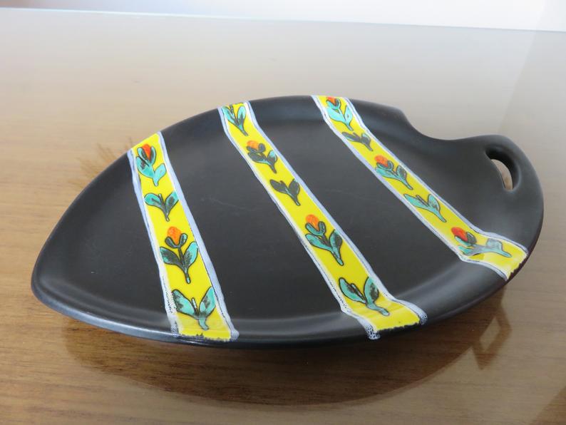 Ceramic dish Gabriel Fourmaintral signed years 50 60