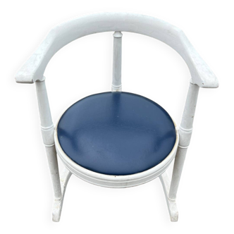 Vintage fauteuil tonneau bois courbé 1950