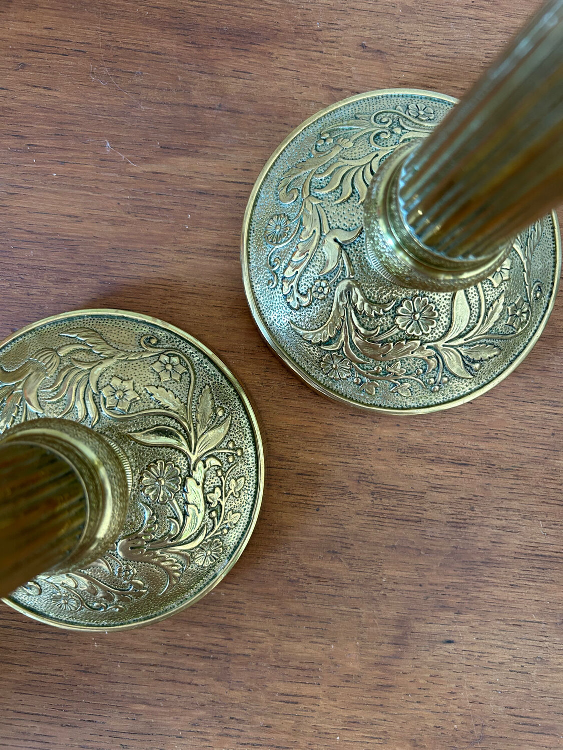 Pair of gilded brass candle holders