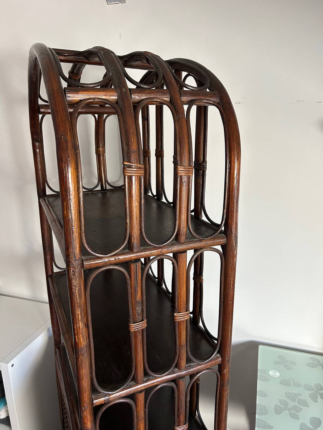 Rattan shelf / bookcase with cabinet