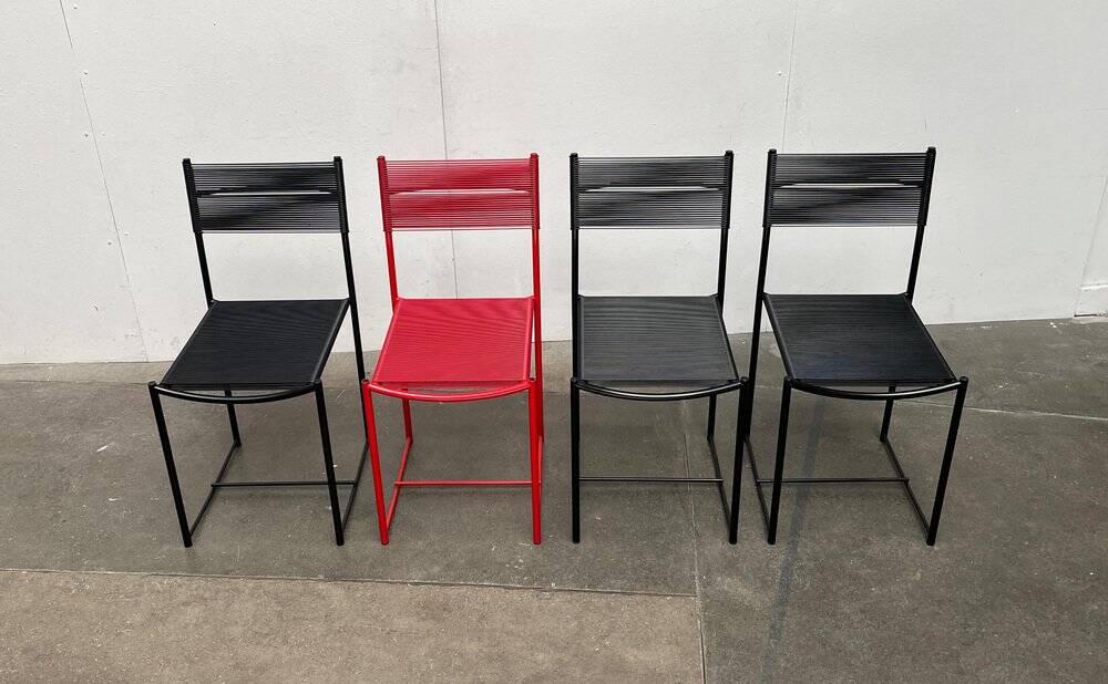 Spaghetti chairs model 101 Italian Postmodern Space Age by Giandomenico Belotti for Alias, 1970s, set of 4