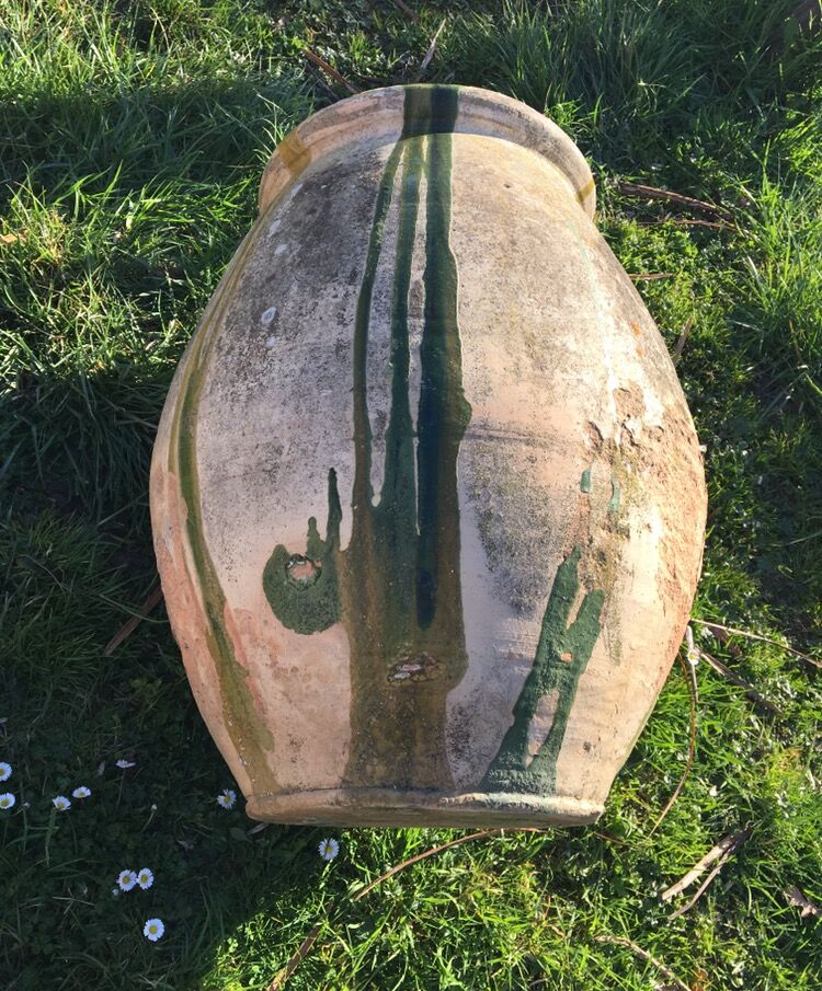 Large old glazed jar in the South of france