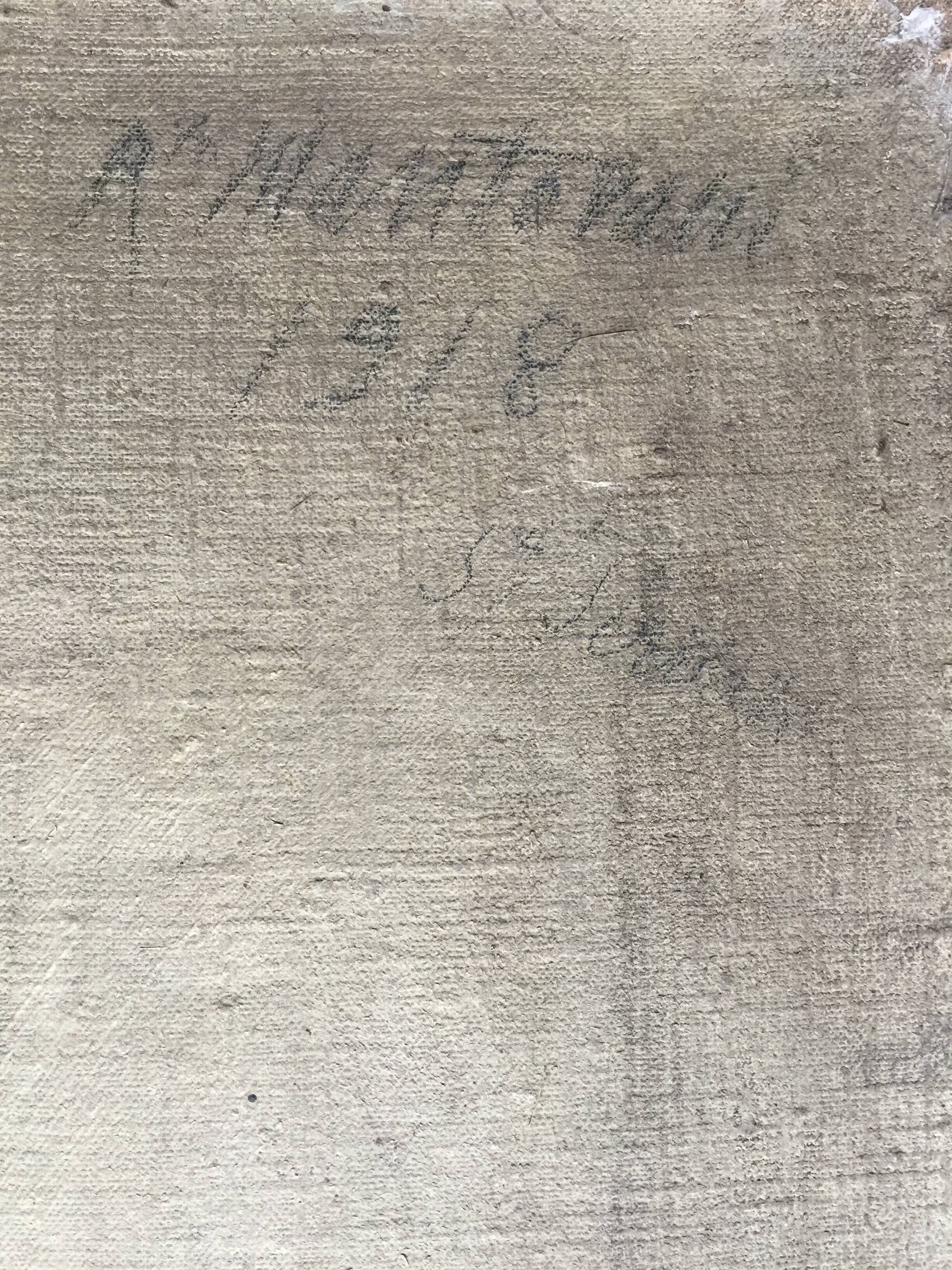 "portrait of man" oil on canvas signed mantovani 1918