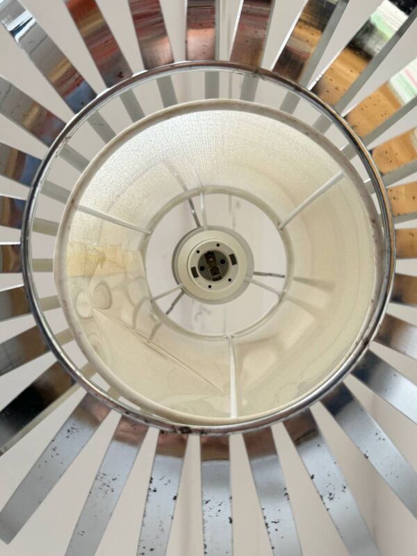 Suspension lustre vintage en inox chromé