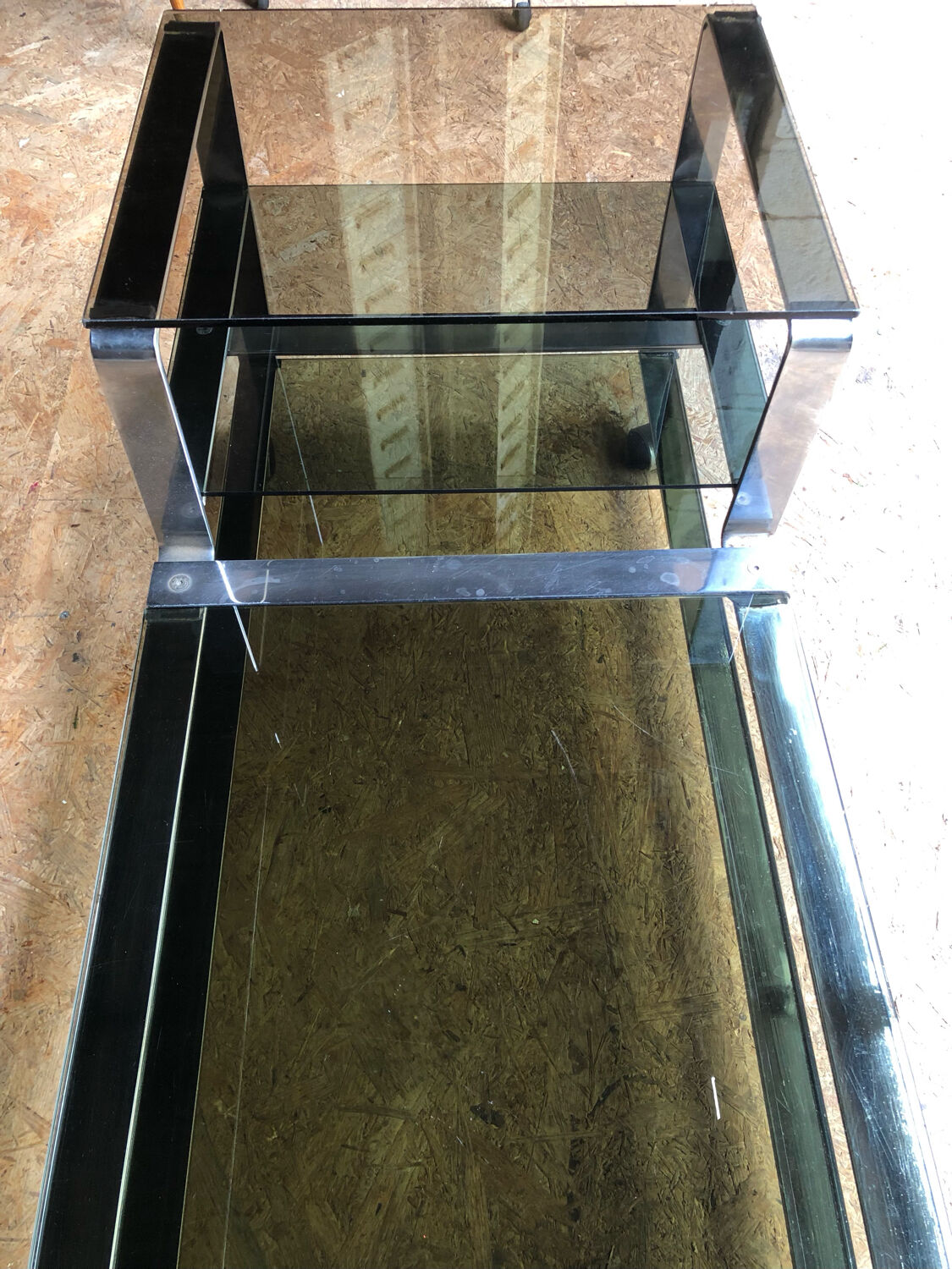 Smoked glass chrome coffee table