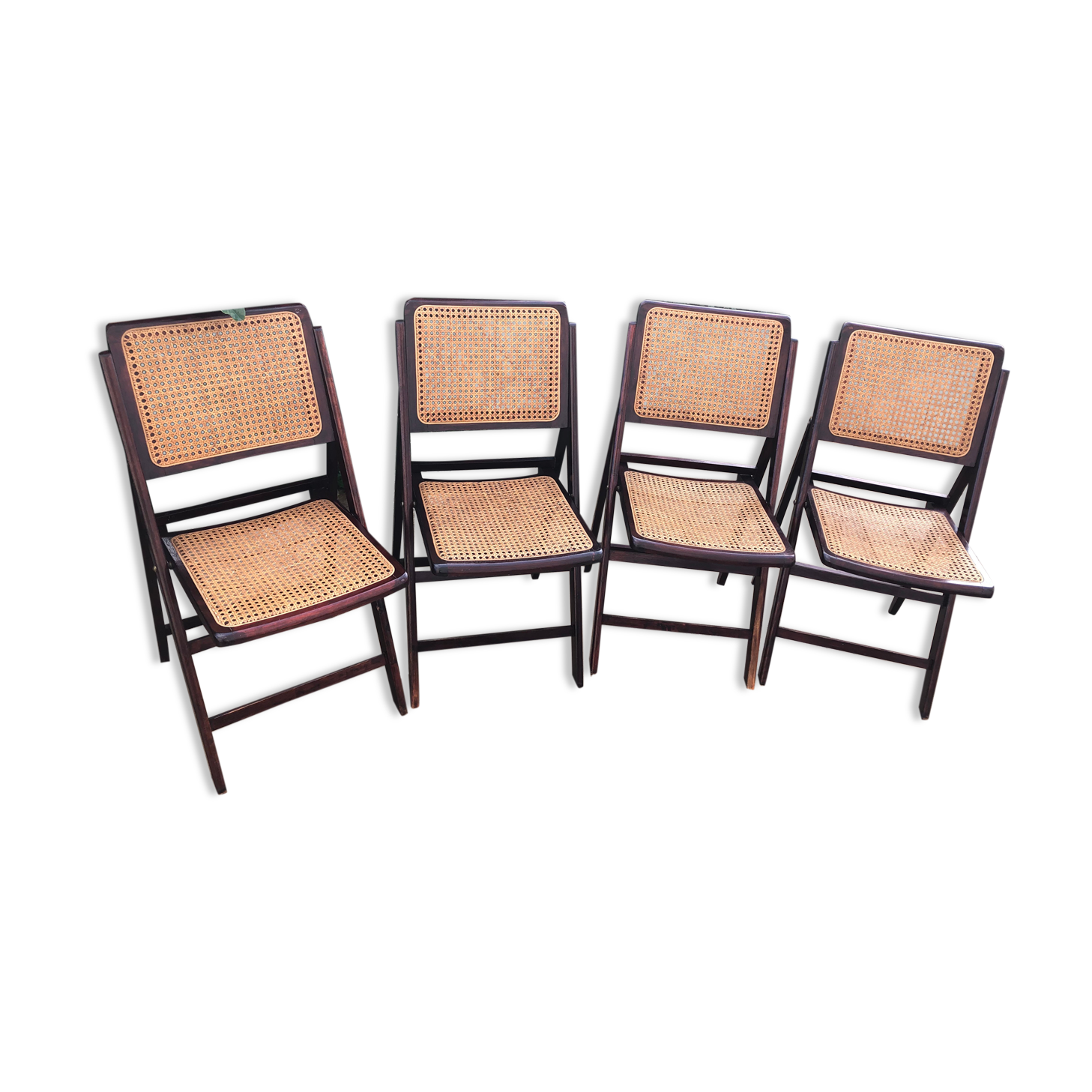 Wooden folding chairs and canne wicker