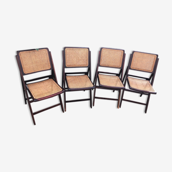 Wooden folding chairs and canne wicker