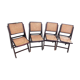 Chaises pliantes en bois et osier canné