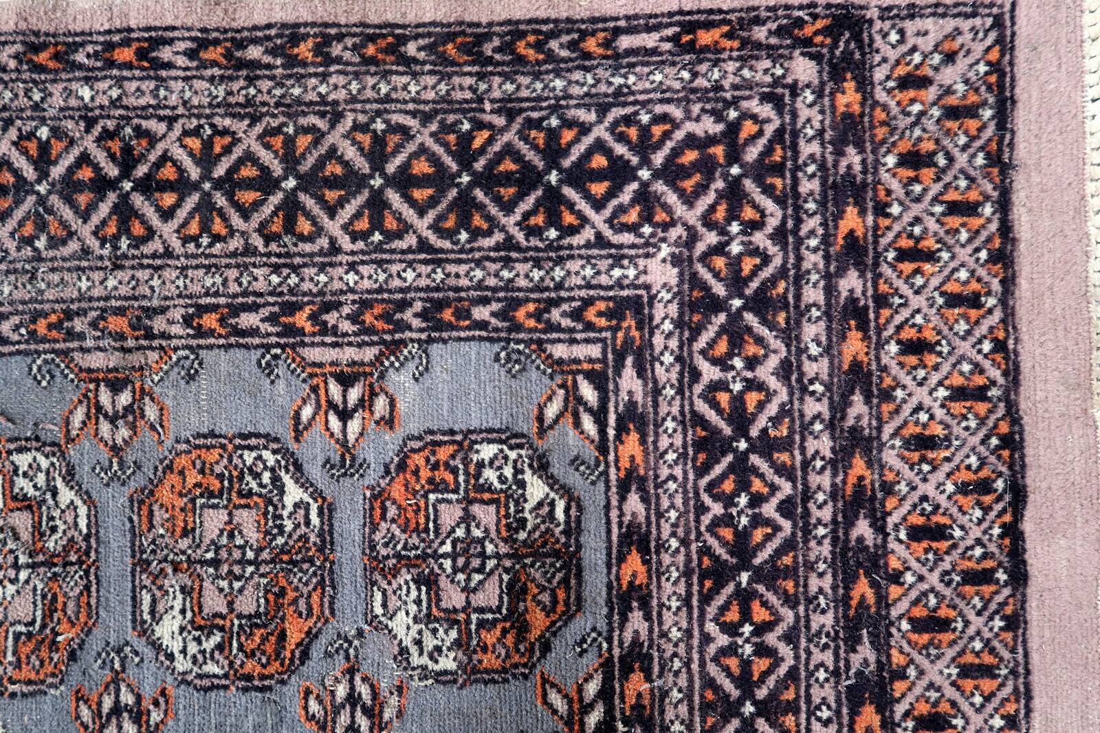 Tapis vintage ouzbek Bukhara fait main en laine – 127 x 190 cm – 1960s