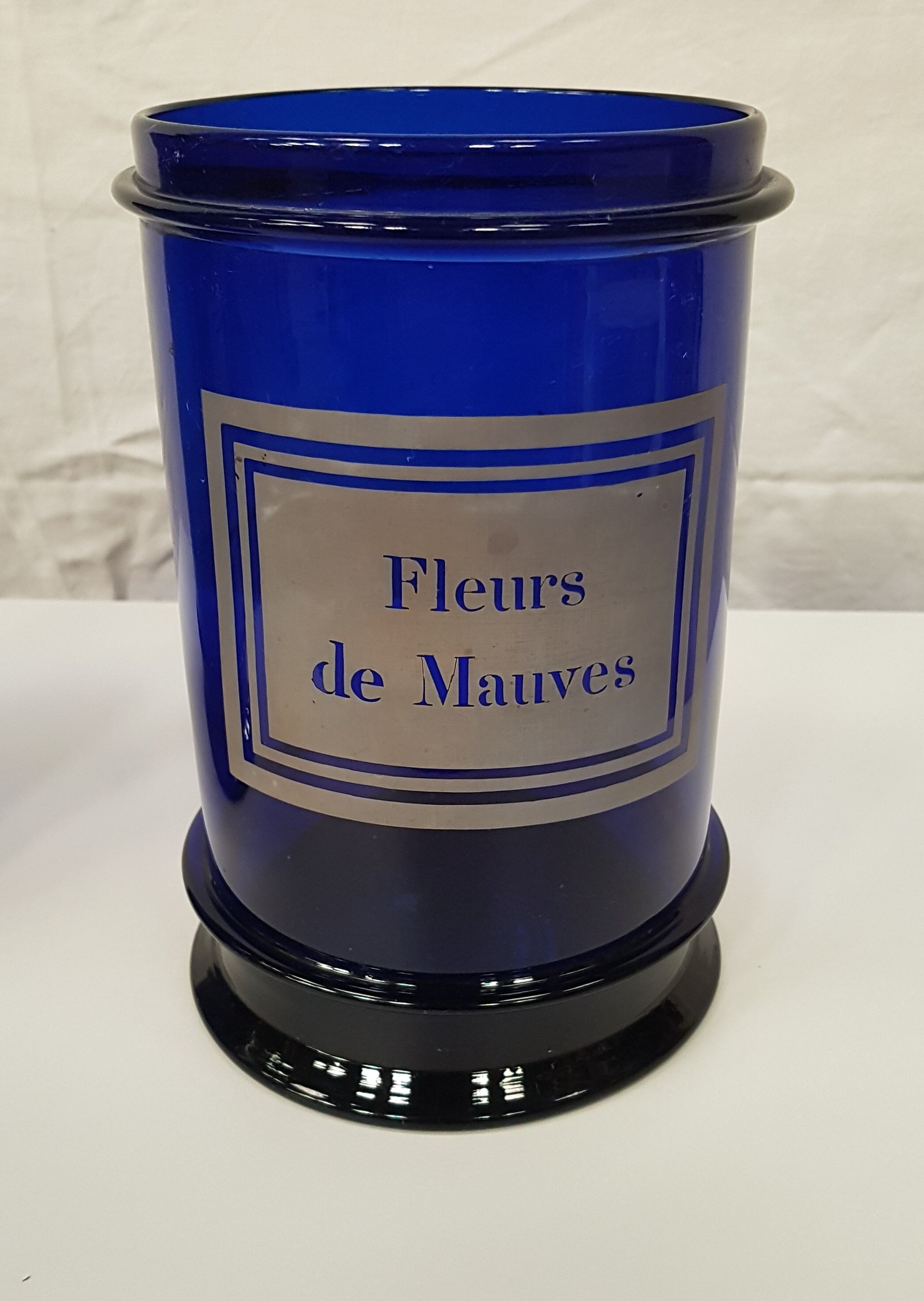 Color glass pharmacy jar: cobalt blue