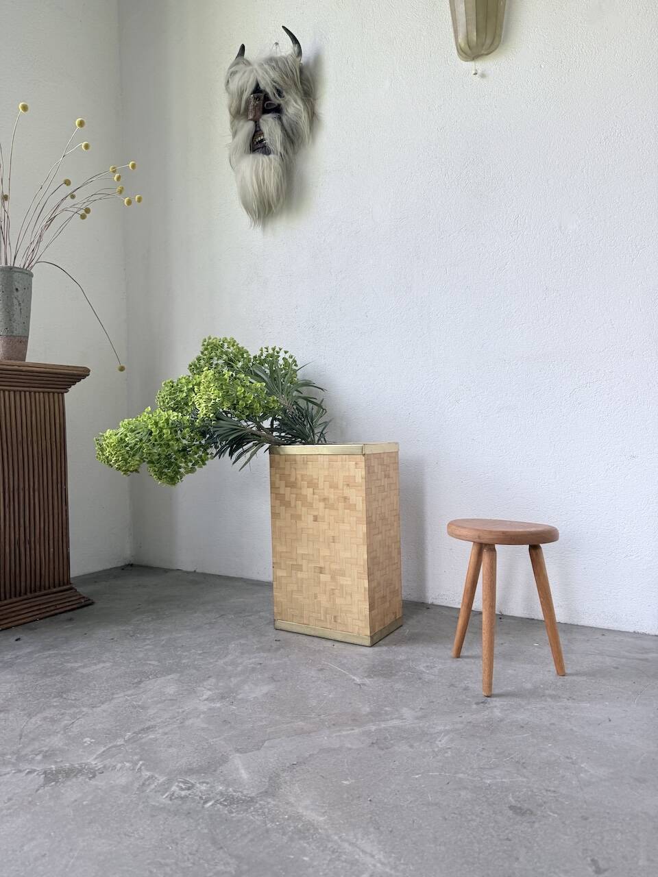Golden oak tripod stool