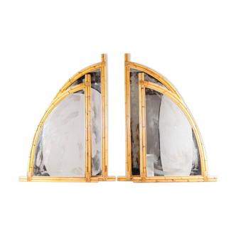 Suite de 4 miroir vintage en bambou