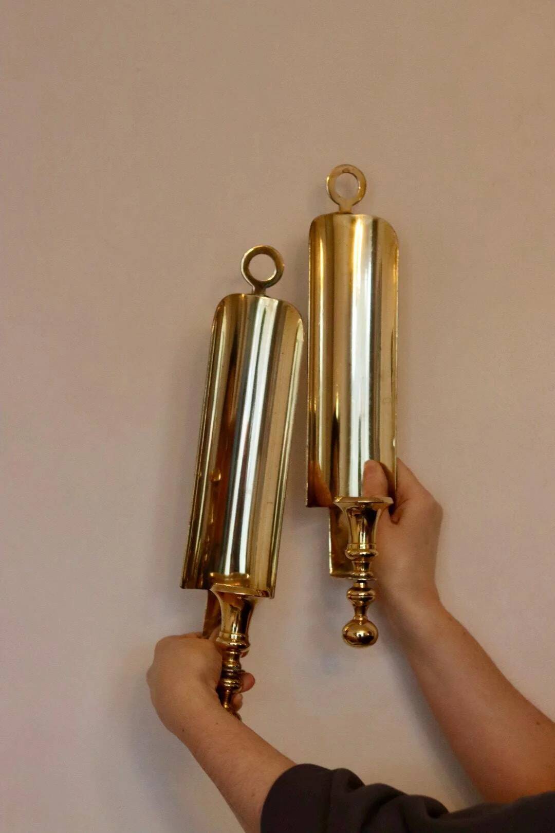 Pair of mid-century Swedish brass sconces