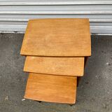 3 wooden nesting tables, 50s-60s