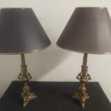 Pair of brass lamps at the end of the 19th century