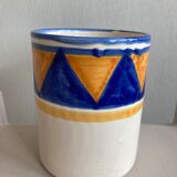 Blue porcelain and mustard vase