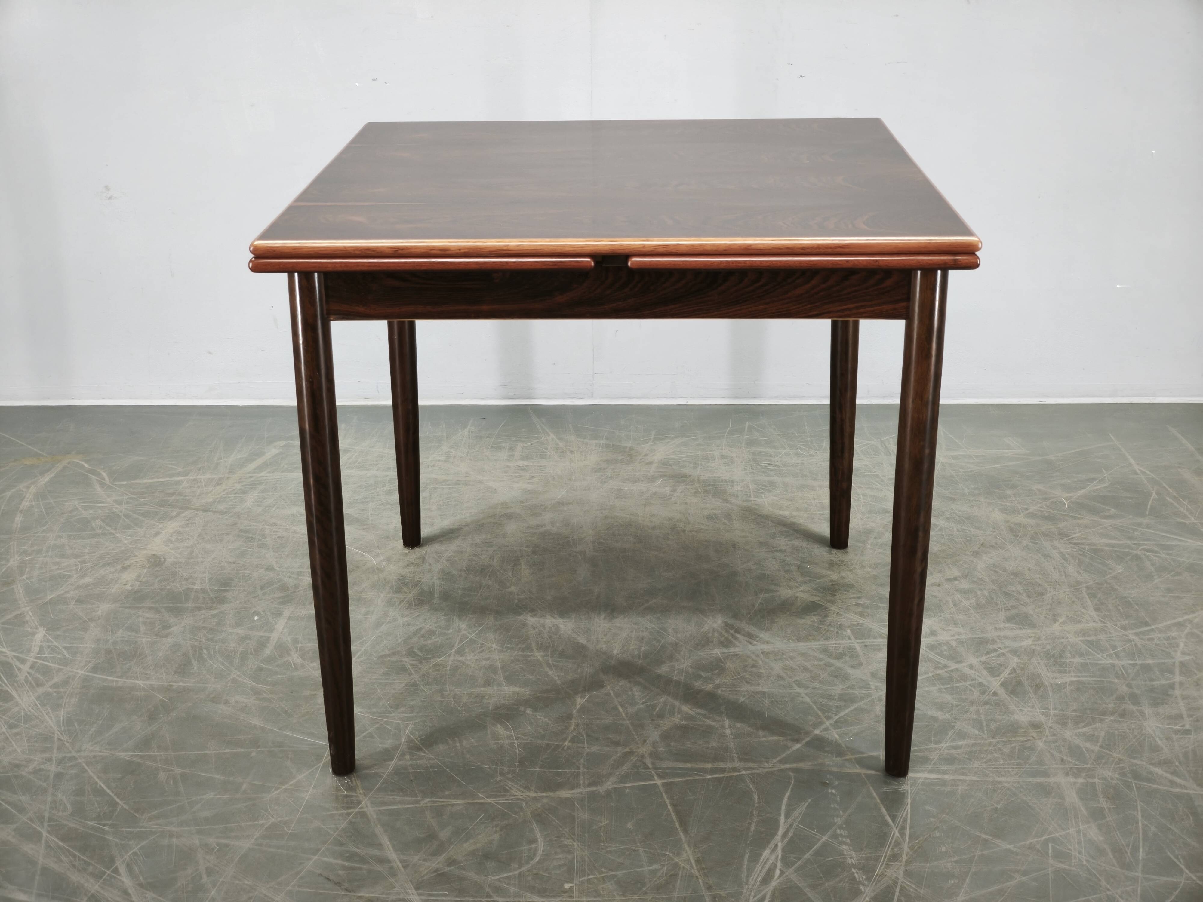 Danish Rosewood Extendable Dining Table, Mid-Century Modern, 1960s
