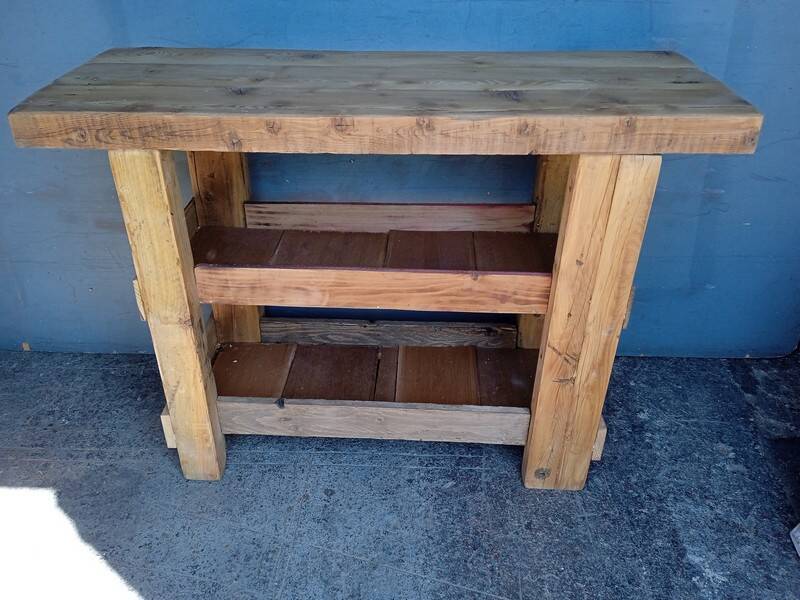 Old solid wood workbench furniture