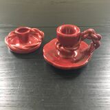 Pair of slip candlesticks