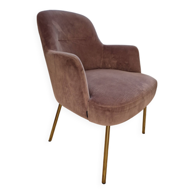 Fauteuil torre 1961 – modèle da vinci 02 – velours rose pâle