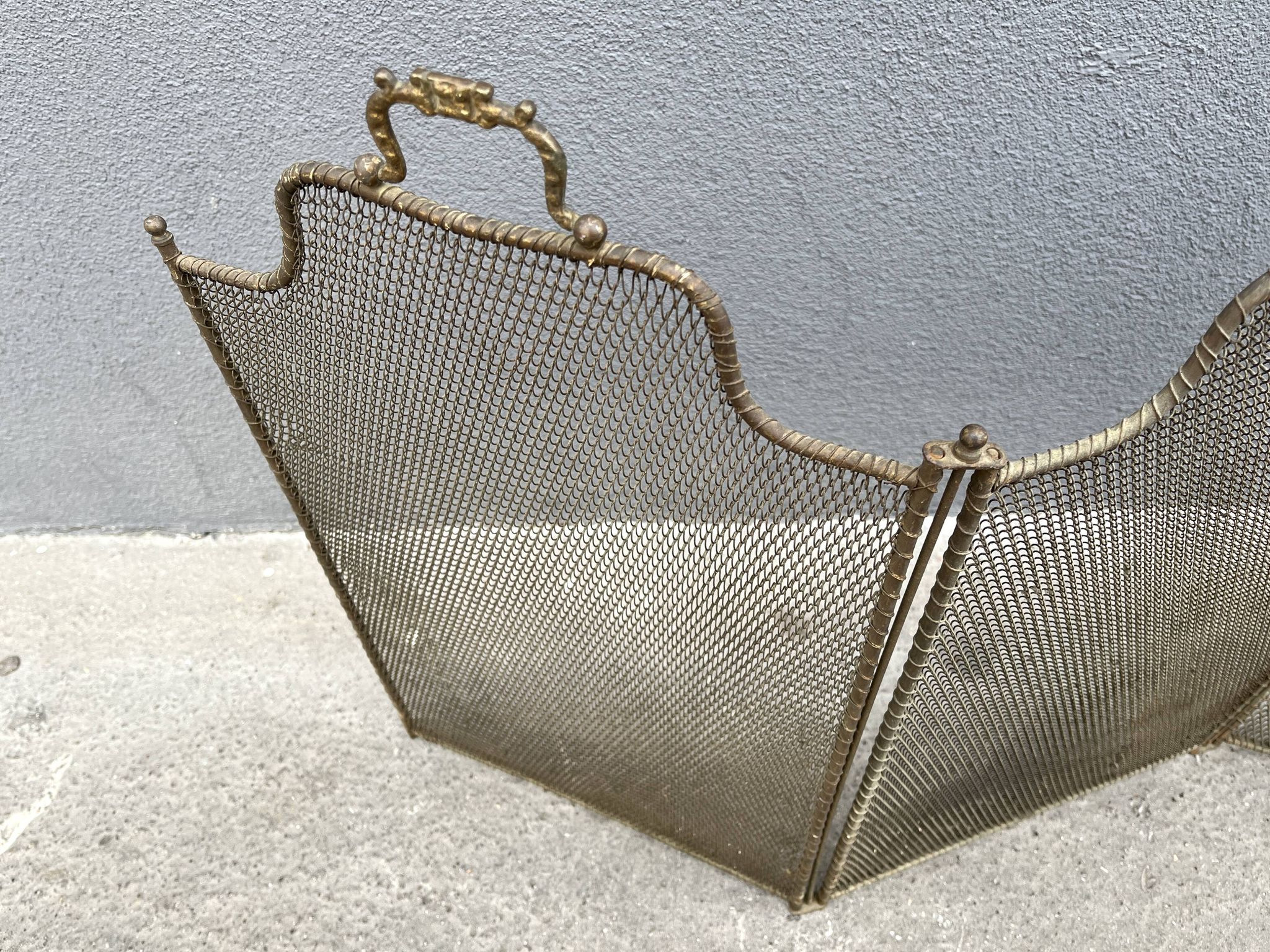 Old 19th century fireplace screen, 4-panel spark arrester