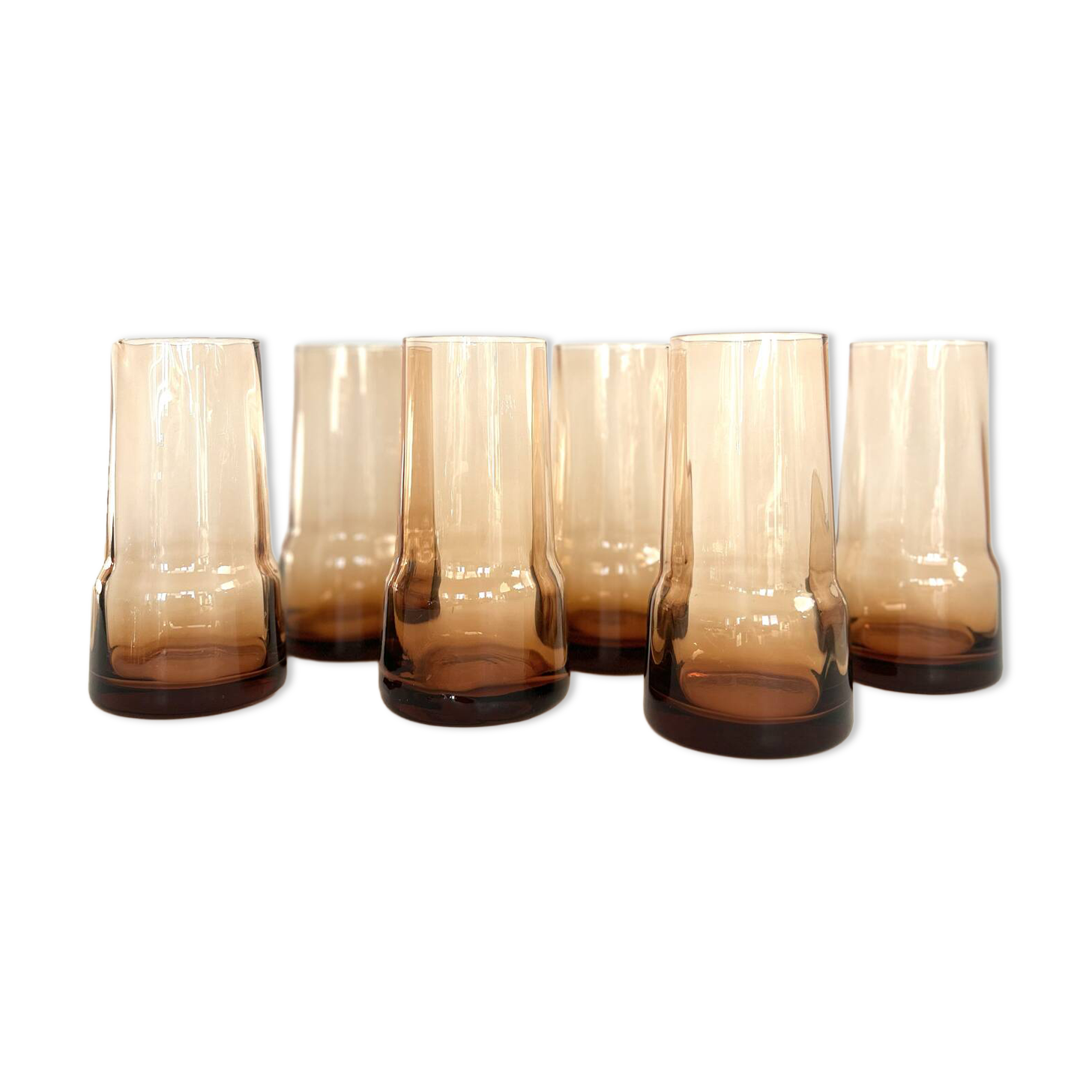 Set of 6 amber glasses from the 70s.
