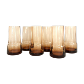 Set of 6 amber glasses from the 70s.