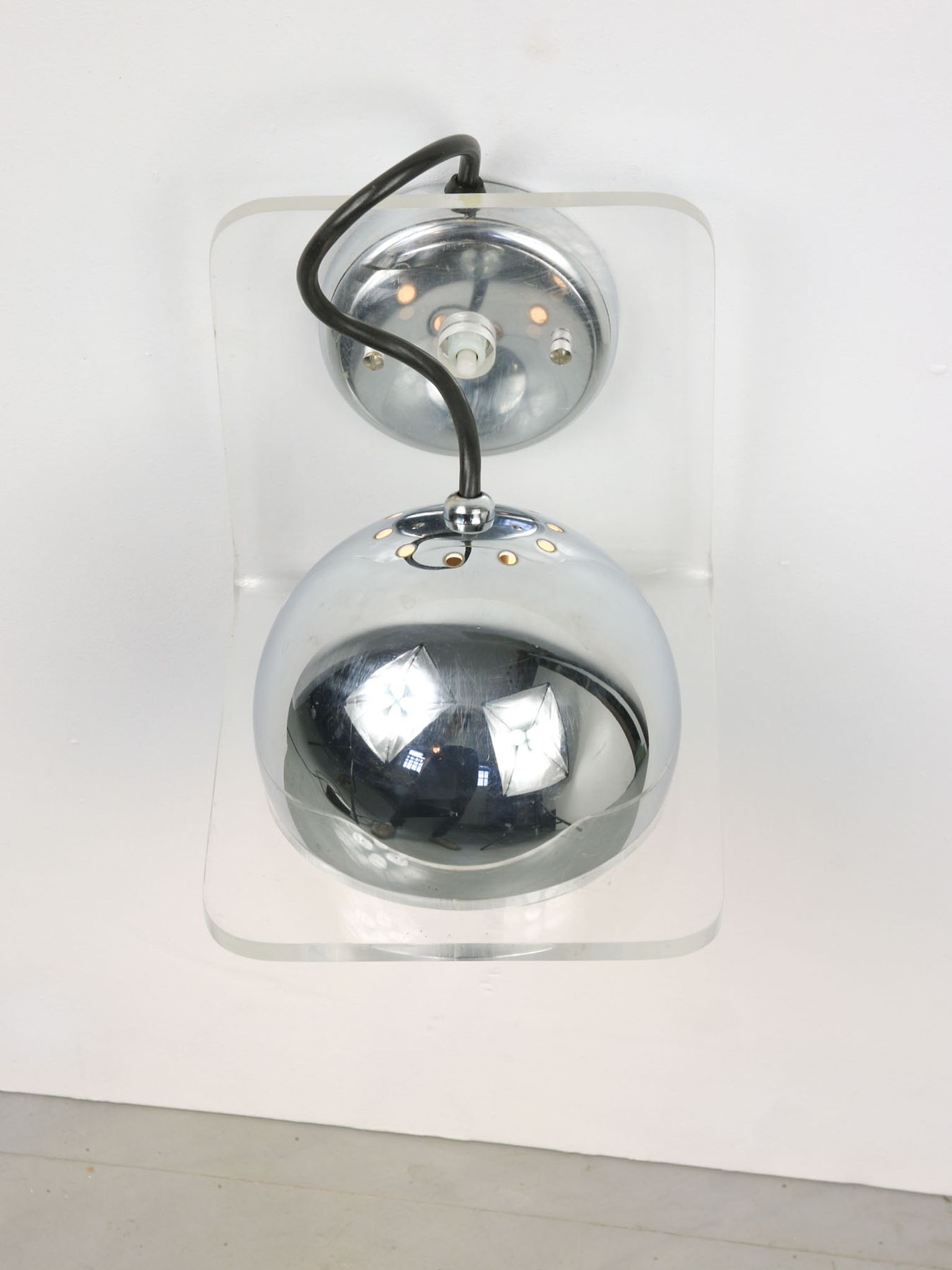 Vintage italian chrome eyeball wall lamp