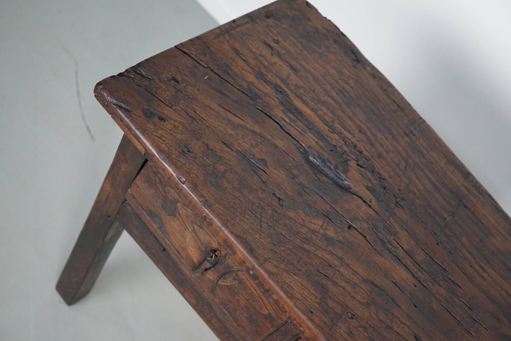 Antique Spanish Rustic Farmhouse Chestnut Side Table / Console, 18th Century