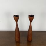 Teak candlestick duo, 1960
