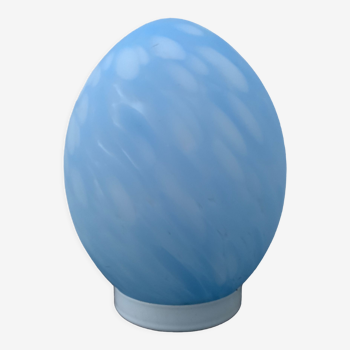 Domec egg lamp in blue and white glass, clouds, 1970