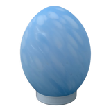 Lampe oeuf Domec en verre bleu et blanc, nuages, 1970